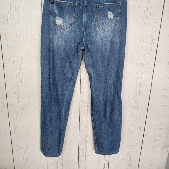 Denim Blvd Size 5 Juniors Distressed Straight‎ Womens Medium Wash Jeans - Picture 6 of 6